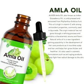 Amla Essential Oil 60ml Amla Oil Provides Strengthened Roots and Strong Hair 100% Natural Organic Eyebrows and Eyelashes Stimulates Hair Growth (Amla Oil)