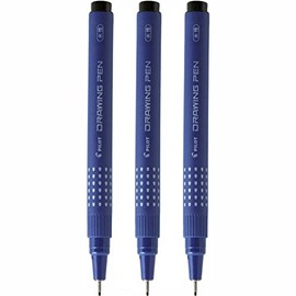 Pilot Drawing Pen 08 Drawing Pen Set of 3 Black Size of Drawing: 0.80 mm
