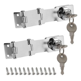 2 Pack Collapsible Solid Keyed Door Lock Hasp Latch,File Cabinet Lock Desk Drawer Lock Fit for 90/180 Degree Install Drawers, Dabinets, Doors, Barn Door