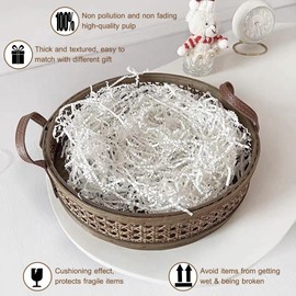 Crinkle Paper Filler 5.2 oz, Crinkle Cut Paper Shred Filler Shredded TissueRaffia Grass Paper for Gift Basket Packing Bag Filler (White)