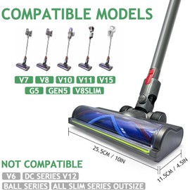 Upgrade Full-Area LED Green Light Direct Drive Brush Head for Dyson V7, V8, Cyclone V10, V11, V15 Cordless Vacuum Cleaners-Suitable for Carpets,Rugs,Hardwood Floor & Hidden Dirt