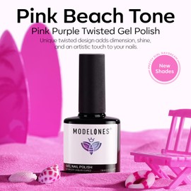 modelones Pearl Gel Nail Polish, 15 ML Shimmer Pearl Pink Purple Mermaid Nail Drawing Glitter Gel Polish Soak Off Led Nail Gel Polish Swirl Shell Thread Effect DIY Mani Gift