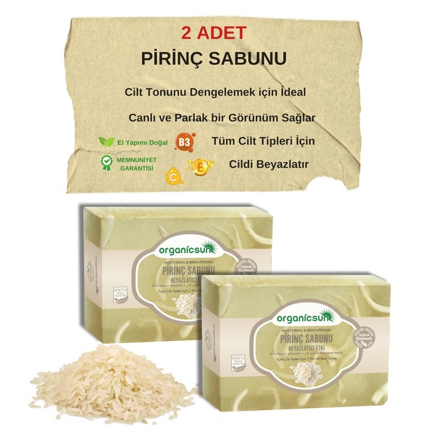 Organicsun Doğal Pirinç Sabunu 140 Gr x 2 Adet Tüm