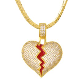 metaltree98 Rapper The Remedy Broken Heart Pendant 20" Cuban Chain 19357 G BCH