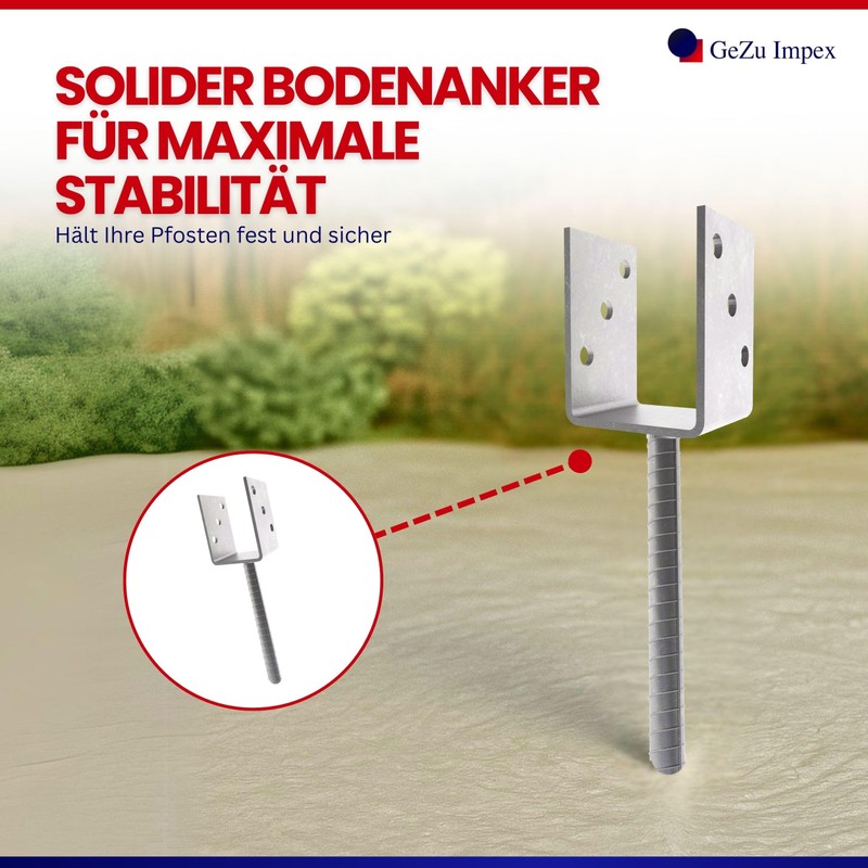 U Post Support with Stone Pin Pin 200mm 71mm