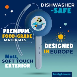 Bentoheaven - Utensilios de viaje para niños con funda, acero inoxidable de grado alimenticio y plástico sin BPA, juego de cubiertos de viaje para niños, tenedor apto para lavaplatos, cuchara y funda,