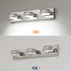 Modern Chrome LED Bathroom Vanity Light Fixtures, 3-Light Dimmable Wall