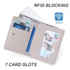 portafolios pequeña para mujer, con bloqueo RFID, bolsillo doble, delgada,