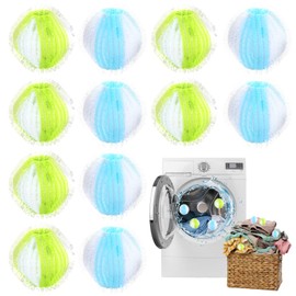 Laundry Balls 12PCS, Lychico Laundry Anti-Tangle Hair Remover Balls, Reusable Lint Catcher for Washing Machine, Pet Hair Remover for Laundry, Anti-Wrinkle Fabric Protector for Clothes Bedding Blankets