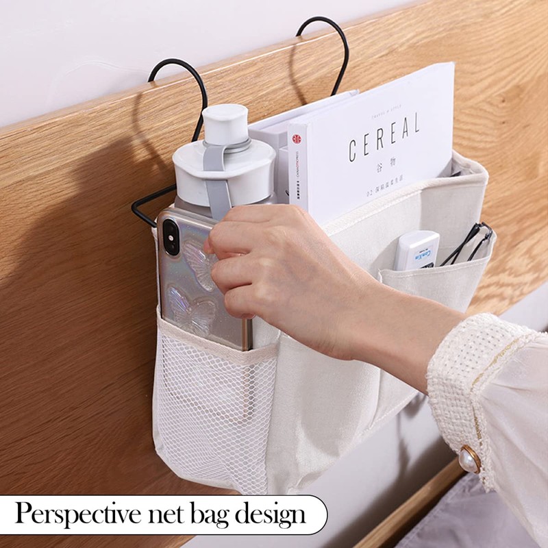 Forreen Bedside Storage Pocket, 2 Pcs Bedside Hanging Storage Basket