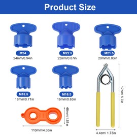 7-Piece Tap Key Plastic, Multiple Specifications Keys, Mixing Nozzle Wrench for Bathroom and Kitchen Taps, M16/M18/M20/M21/M22/M24/M28