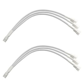 ZZHXSM 2PCS PWM Fan Splitter Cable 4 Pin One-to-Three Line 27cm Computer CPU Cooling Temperature Control Suitable for Computers Extension Cable Converter White