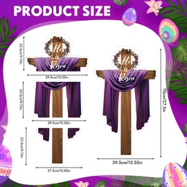 Memorywuu 3 Pcs Large Easter Decorations He Is Risen Sign Religious Easter Yard Sign Lawn Easter Cross Stakes Waterproof Easter Outdoor Lawn Decorations Easter Signs for Home Garden Easter Party