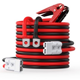 NOONE Heavy Duty Jumper Cables for Diesel Trucks - 1 Gauge 25 Feet extra long Booster Battery Cables with Permanent Installation kit and Quick Connect Plug for Car, SUV