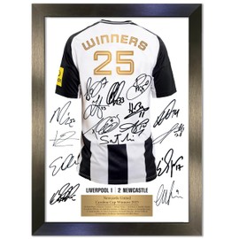 Newcastle Carabao Cup Winners 2025 Limited Edition Signed A3 Shirt Reproduction Autograph Poster Print Display (Frame Size 460 x 340mm) Display No162