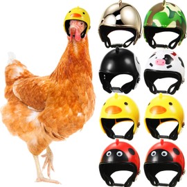 Skylety 8 Pieces Hens Helmet Chicken Pet Safety Helmet Funny Bird Hens Hat Headwear Small Pet Hard Hat Costumes Accessories for Chicken Bird Parrot Parakeet(Animal, Camouflage)