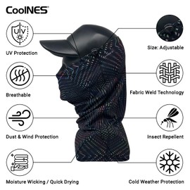 CoolNES - Polaina de cuello con cordón, reutilizable, transpirable, lavable, protector solar, protección UV, UPF 50+, bufanda, pasamontañas, unisex, negro, rosa