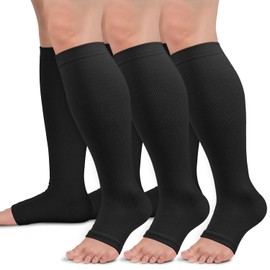 Copper Compression Socks for Women & Men Open Toe 15-20mmHg is Best Support for Circulation Recovery and All Day Wear