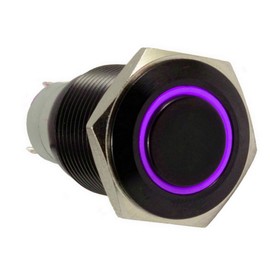 ESUPPORT 19mm 12V 3A Car Purple LED Light Angel Eye Metal Push Button Toggle Switch Socket Plug Latching Black Shell