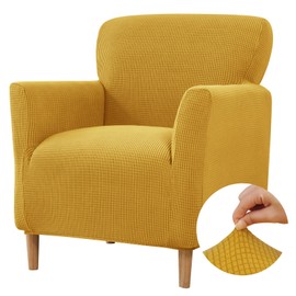 Niuoppy Armchair Covers Banquet Slipcovers, Stretch Arm Chair Covers, Single Armchair Slipcovers Anti-slip, Thicked Armchair Cover for 1 Seat Sofa Armchair Protector (Butter Yellow)