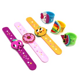 LOCHSOEL fruit Slap Bracelets for Kids - Silicone Wristbands Adjustable Party Favors, Classroom Prizes, Carnival Games - Birthday Gifts for Boys & Girls‌(6Pack)