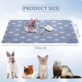 kathson Rabbit Cage Liners Washable Super Absorbent Sleep Pad Bed for Guinea Pig Small Animals Reusable Fleece Bedding Anti-Slip Mats for Bunny Hedgehog Kitten Chinchilla (27.5 x 70inch)