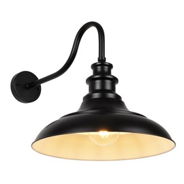 Rosient Exterior Farmhouse Barn Light, Porch Lights Outdoor, 16 Inch Vintage Outside Garage Lights Fixtures, Anti-Rust Waterproof Outdoor Light for Patio Frontdoor Entryway Doorway, Matte Black