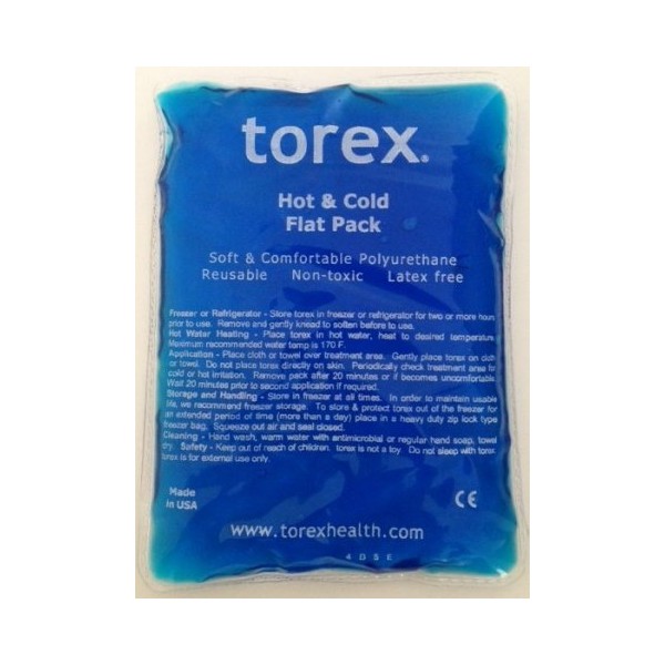 Torex Flat Hot and Cold Pack - Reusable Gel Ice Pack (Quarter 5.5"x7.5") - Great for Knee, Elbow, Arm, Shoulder, Back, Swelling, Bruises, Sprains, Inflammation