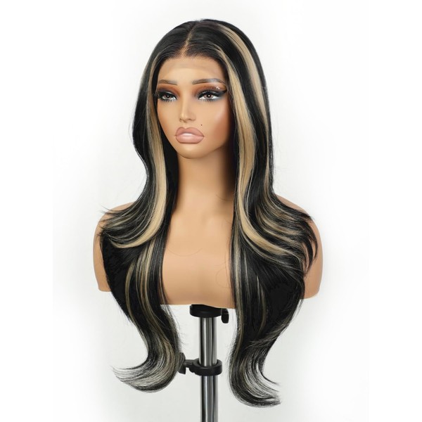 cuiud Skunk Stripe Wig Glueless Lace Front Wigs Pre Plucked