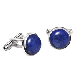 Franki Baker 925 Sterling Silver Genuine Lapis Lazuli Gemstone Cufflinks