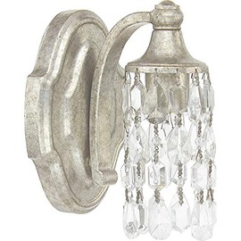 Capital Lighting 8521AS-CR Blakely Luxe K9 Crystal Wall Sconce, 1-Light 60 Watt, 8" H x 5" W, Antique Silver