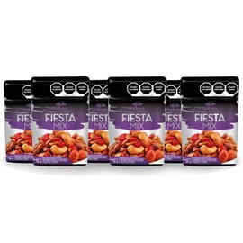 ADELICIOUS Fiesta Mix - Botana de Cacahuates Enchilados y Condimentados, Pasita, Pia Enchilada y Nuez de la India. Bolsa de 60 Gramos (Paquete de 6)  