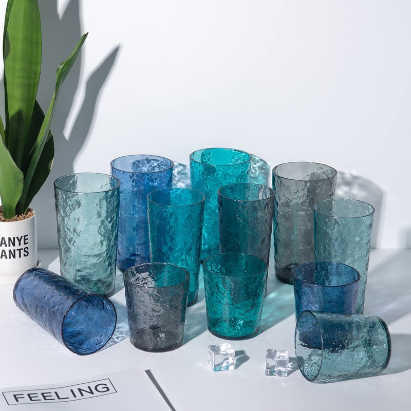 KX-WARE Vasos de plástico acrílico Highball de 18 onzas, juego
