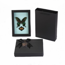 Wall Art Decoration Real Butterfly Framed Butterfly Taxidermy - Butterfly Picture Frame, Real Butterfly Specimen Framed gift Elegant Souvenirs (black butterfly frame)