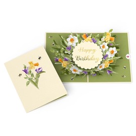 Lovepop Happy Birthday Pop-Up Card for Her and Him- 3D Floral Birthday Greeting Cards for Boys, Girls, Men, Women - Flower Bloom - 5" x 7" Daffodils & Tulips Card - Blank Note Card & Envelope Included