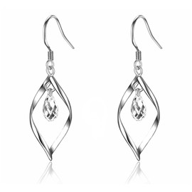 YUEXIAODOU Sterling Silver Dangle Earrings for Women Hypoallergenic Cute Fashion Teardrop Drop Earrings Sparkly Nickel Free Crystal Hanging Dangly Dangling Earrings Jewelry for Women