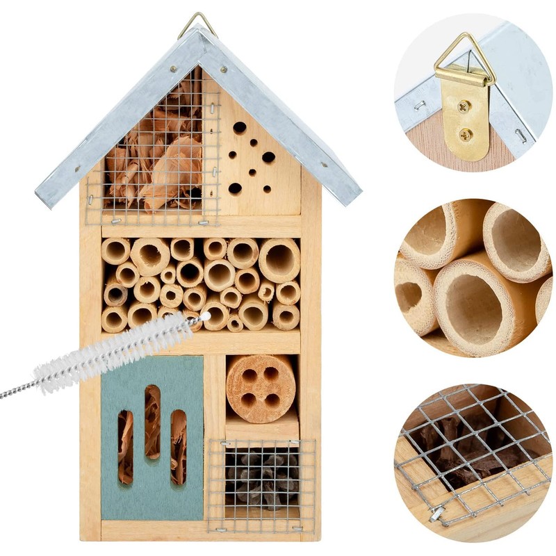 Niteangel Natural Wooden Insect Hotel, Garden Insect House for Ladybugs,