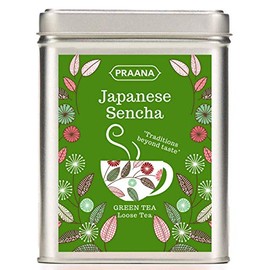 PRAANA TEA Premium Japanese Sencha Green Tea, Gift Tin, 100 g