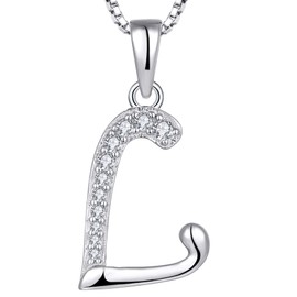 YL Initial Pendant Necklace for Women 925 Sterling Silver L Letter Pendant Cubic Zirconia Alphabet Jewelry