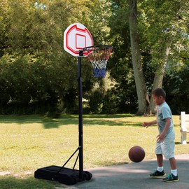 Soozier Outdoor Basketball Hoop System Stand Goal for Kids Youth, Portable Adjustable Height 5.5'-7', 29" Backboard