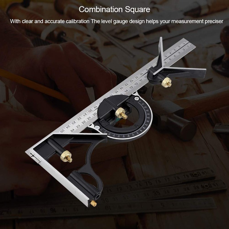 Adjustable Combination Square, 300mm Multifunctional Combination Angles Ruler for Carpenter
