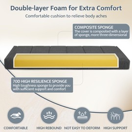 mudilun Bench Cushions for Indoor Furniture Non Slip Window Seat Cushions Indoor 70D High Resilience Sponge Bay Window Cushion Anti-cat Scratch Bench Pads