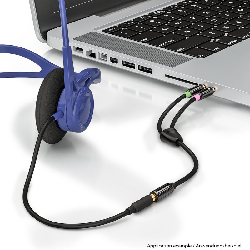 deleyCON Headset PC Laptop Adapter - Audio Jack Y Adapter