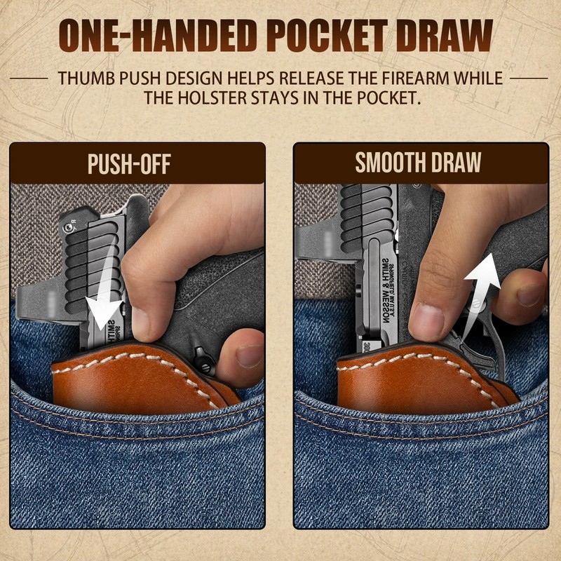 Leather Pocket Holster for S&W Bodyguard 2.0/Ruger LCP, Optic Ready,