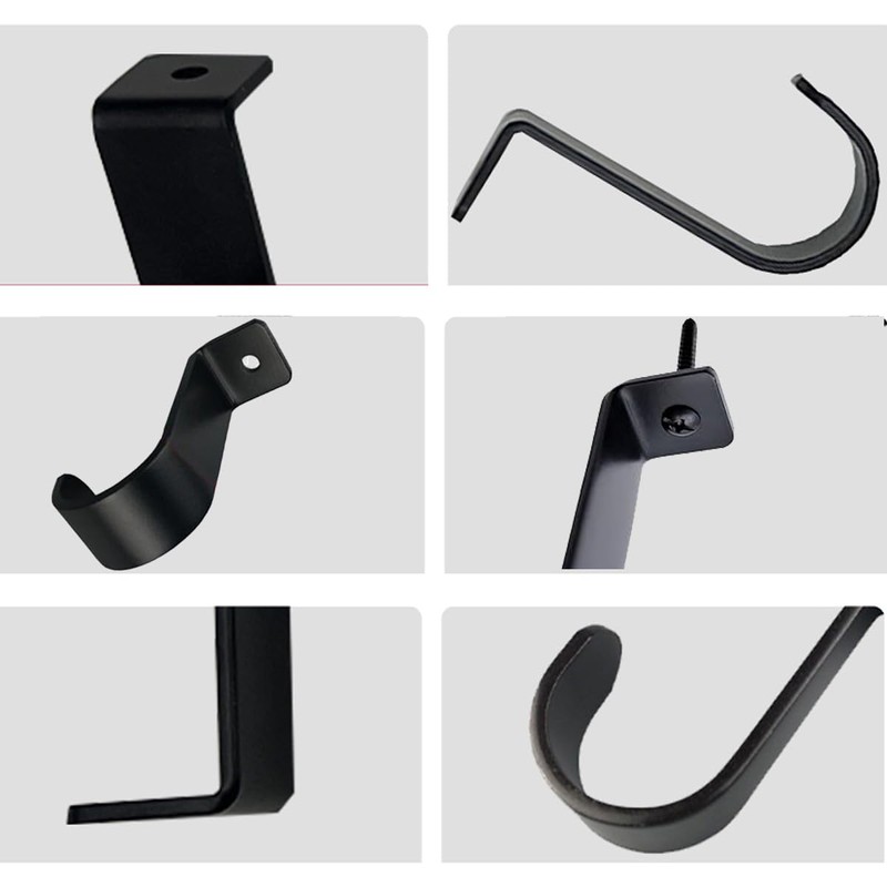 ZAAWUUT Ceiling Mount Curtain Bracket, 3-Pack Black Iron Metal Rod