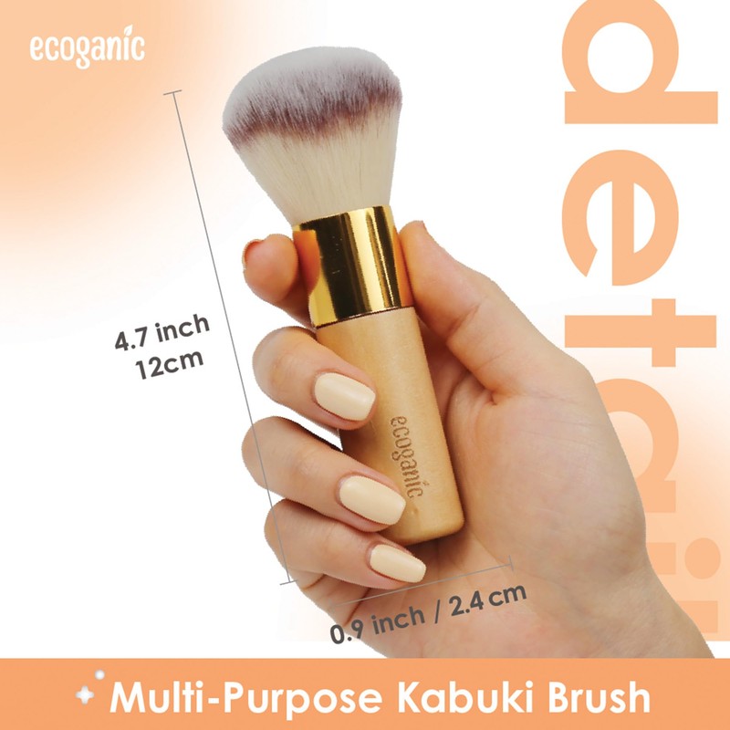 Ecoganic Kabuki Brush Fluffy Powder Brush for Loose Powder, Bronzer,