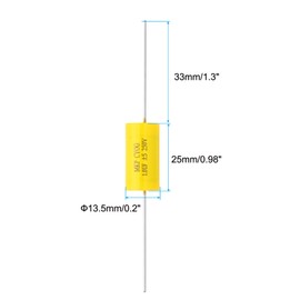 PATIKIL 1uF 250 V Frequency Divider Capacitor, 1 Pcs Axial Audio Speaker Crossover Step-Less Film Capacitor MKP Capacitor for Audio Equipment Appliances, Yellow