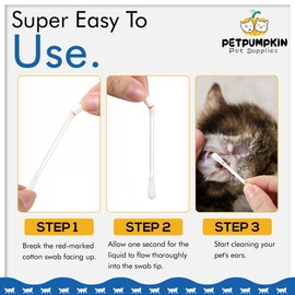 Qoility PetPumpkin Gentle & Effective 2-in-1 Pet Ear Cleaning Swabs Solution - Ear Cleaning for Cats & Dogs - Daily Care Removes Wax, Dirt & Odor- 50PCS