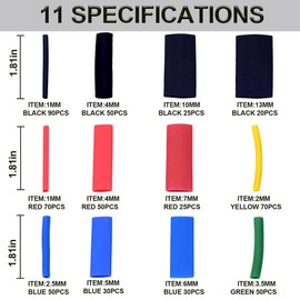 Kanvieus 560PCS Heat Shrink Tubing Kit 2:1, Insulation Heat Shrink Tube Set Electrical Wire Cable Wrap 12 Size 5 Colors Assorted Sleeving Tube Kit for DIY