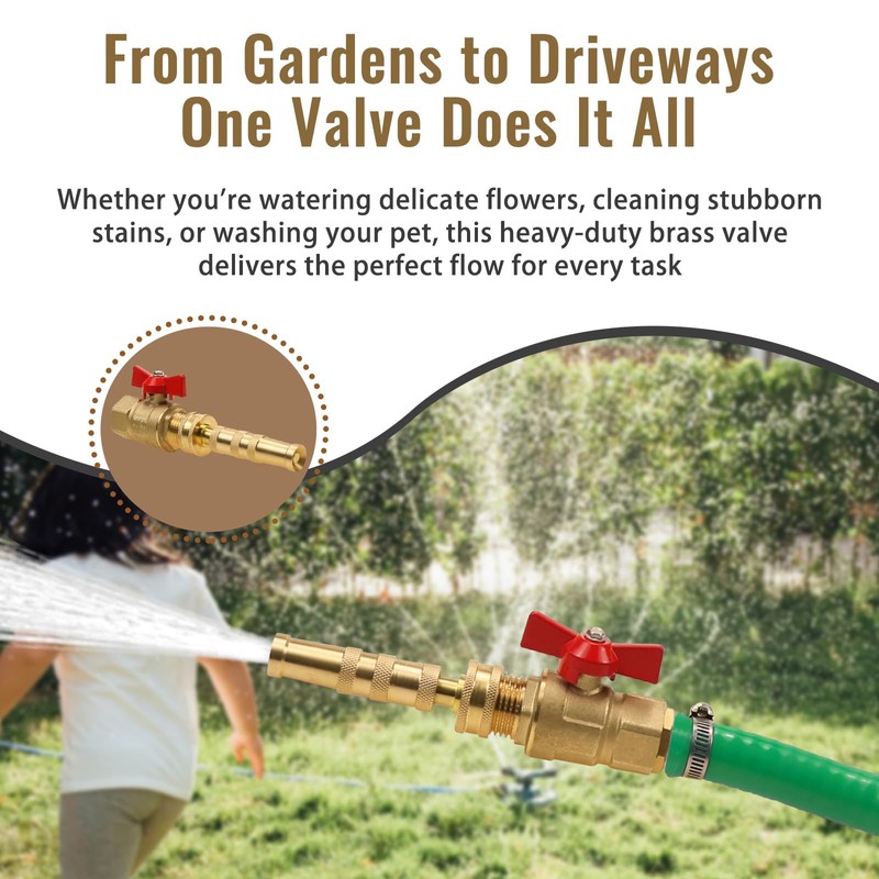 GHT 3/4 Brass Garden Hose Shut Off Valve & Adjustable